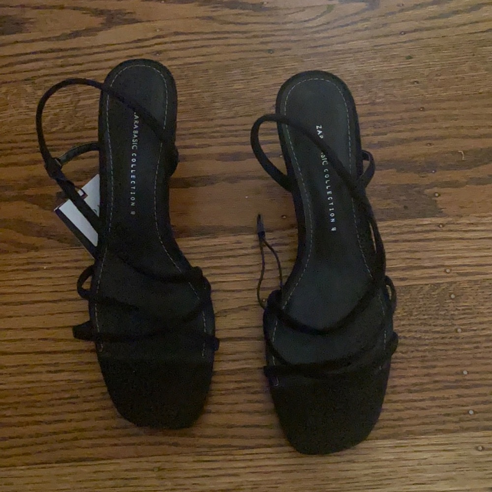 Zara black strappy heels